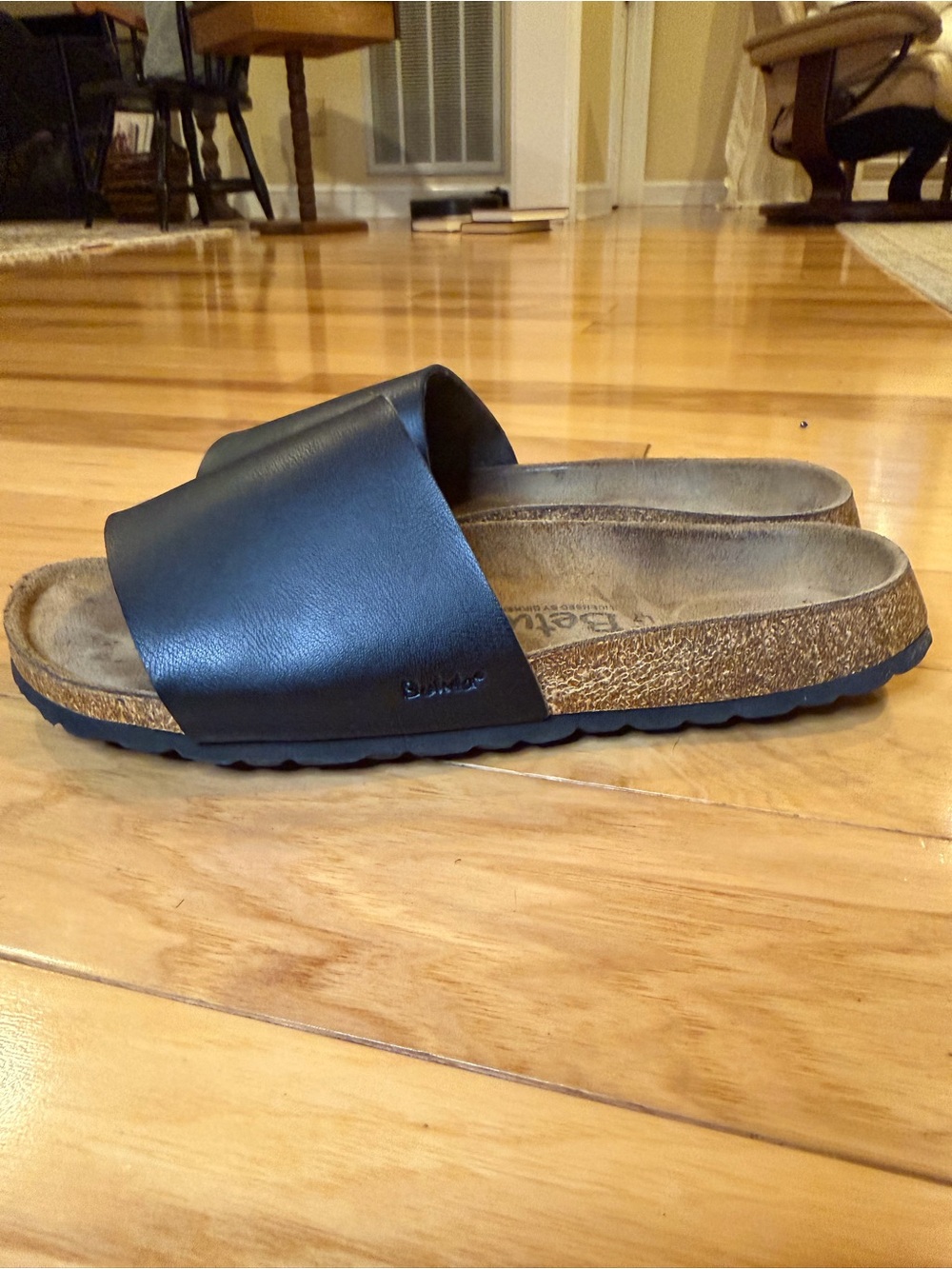 Beulah by Birkenstock Black Leather Slide Sandals EU 38 US 7 Minimalist Clean